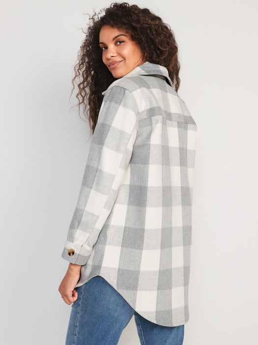 Plaid Soft-Brushed Utility Shacket for Women