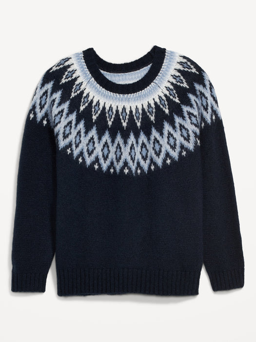 Fair Isle Cozy Shaker-Stitch Pullover Sweater for Women - Multi