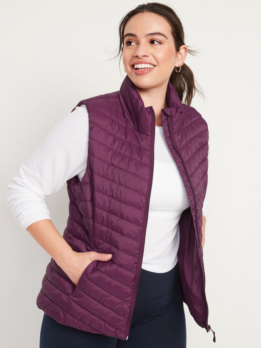 Water-Resistant Narrow-Channel Puffer Vest for Women
