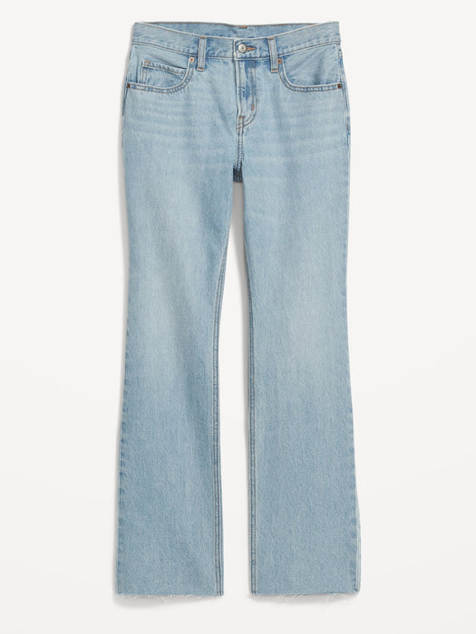 Mid-Rise Slouchy Boot-Cut Non-Stretch Cut-Off Jeans for Women