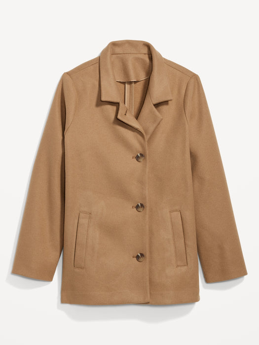 Soft-Brushed Button-Front Car Coat for Women