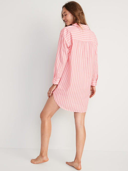 Striped Nightshirt for Women - Pink