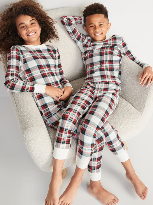 Gender-Neutral Matching Print Snug-Fit Pajama Set for Kids - Multi