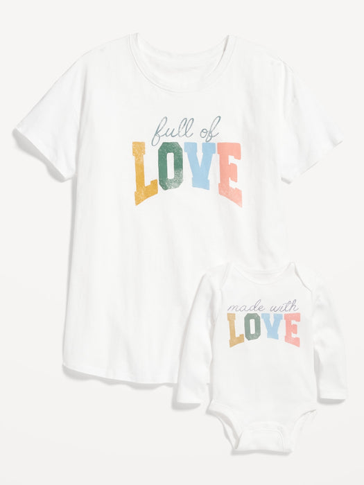 Maternity Double-Layer Nursing Matching Graphic T-Shirt