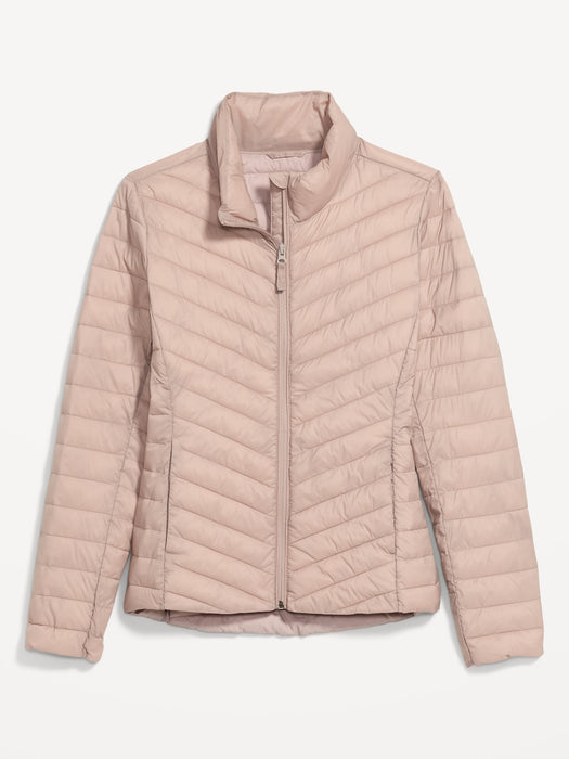 Water-Resistant Narrow-Channel Packable Puffer Jacket for Women - Pink