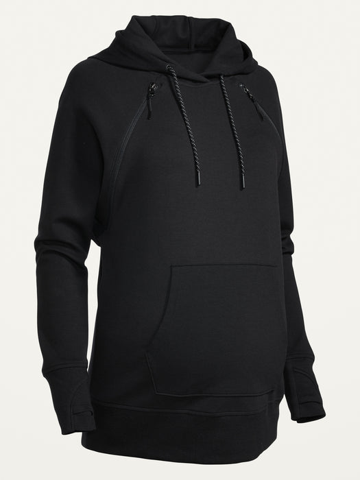 Maternity Dynamic Fleece Nursing Pullover Hoodie - Black