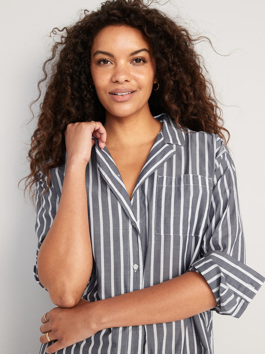 Striped Nightshirt for Women - Gray