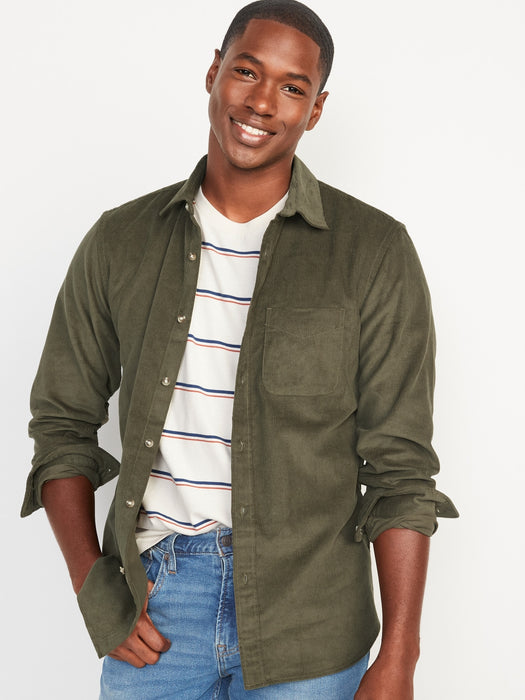 Regular-Fit Everyday Non-Stretch Corduroy Shirt for Men