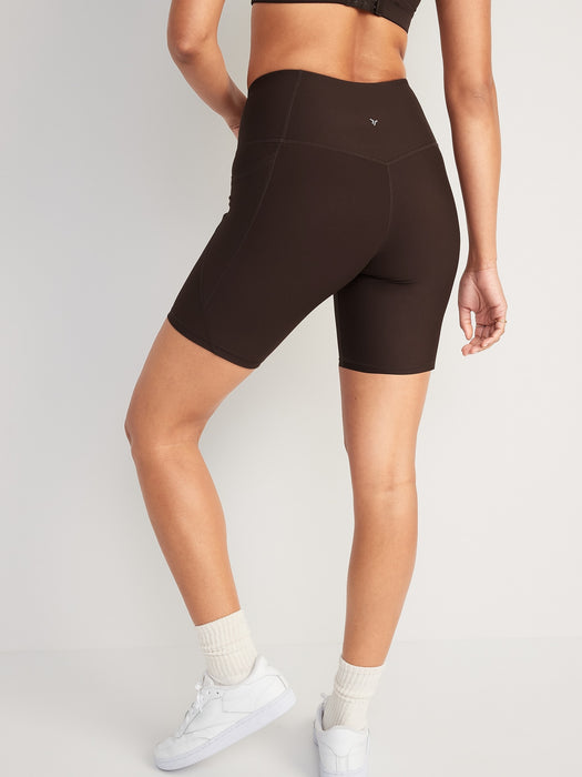 High-Waisted PowerSoft Side-Pocket Biker Shorts for Women -- 8-inch inseam