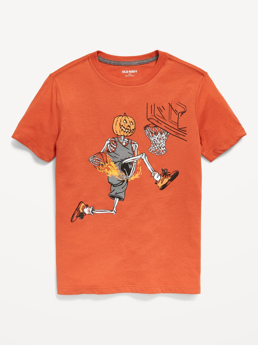Short-Sleeve Halloween-Theme Graphic T-Shirt for Boys - Orange