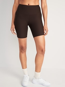 High-Waisted PowerSoft Side-Pocket Biker Shorts for Women -- 8-inch inseam