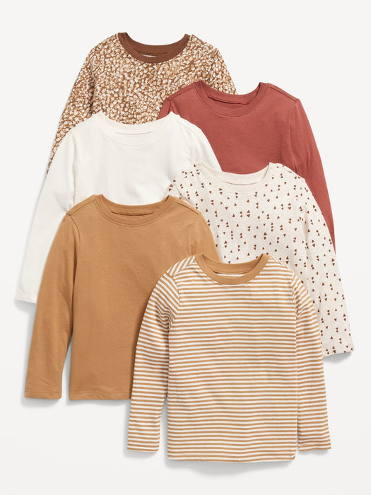 Unisex Long-Sleeve T-Shirts 6-Pack for Toddler - Brown