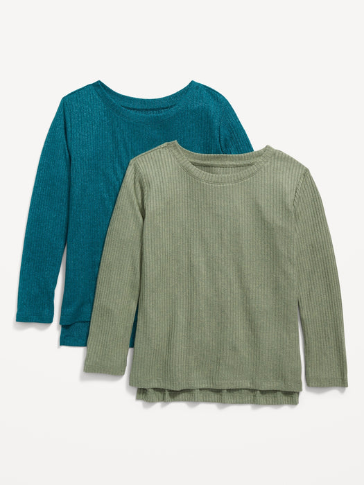 Cozy-Knit Long-Sleeve T-Shirt Variety 2-Pack for Girls