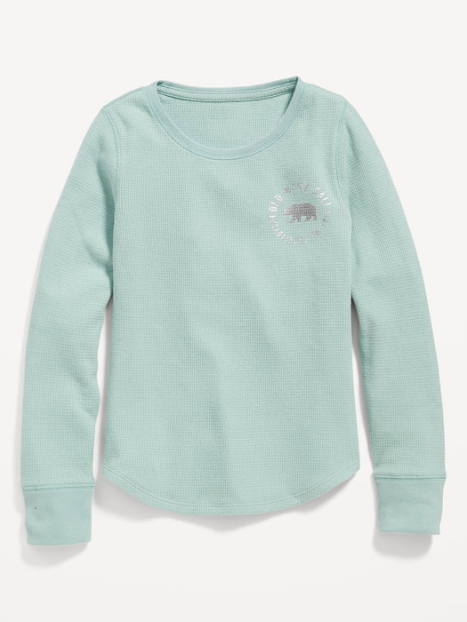 Long-Sleeve Logo-Graphic Thermal-Knit T-Shirt for Girls