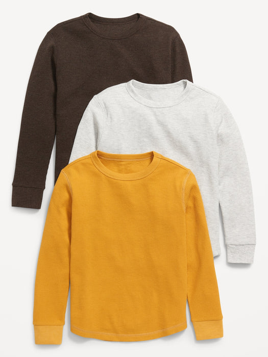 Thermal-Knit Long-Sleeve T-Shirt 3-Pack for Boys