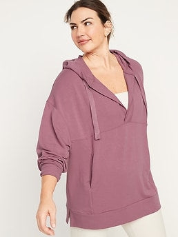 Live-In Cozy-Knit French-Terry Tunic Hoodie for Women