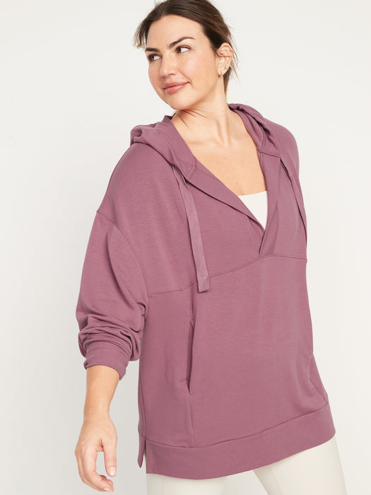 Live-In Cozy-Knit French-Terry Tunic Hoodie for Women