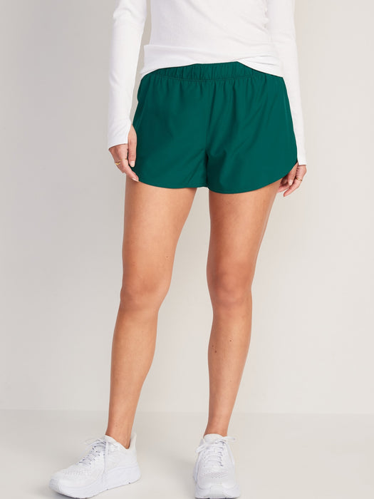 Mid-Rise StretchTech Dolphin-Hem Run Shorts for Women -- 3-inch inseam