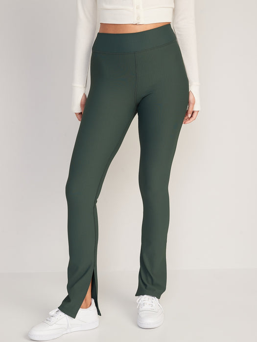 Extra High-Waisted PowerSoft Rib-Knit Split Flare Leggings for Women
