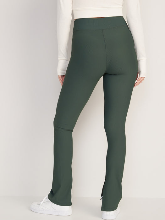 Extra High-Waisted PowerSoft Rib-Knit Split Flare Leggings for Women