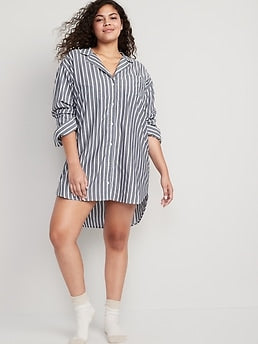 Striped Nightshirt for Women - Gray