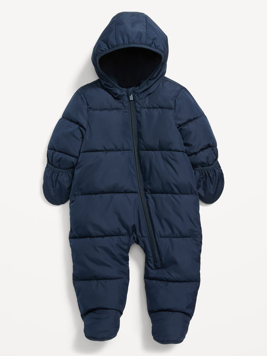 Unisex Water-Resistant Hooded Snowsuit for Baby - Blue