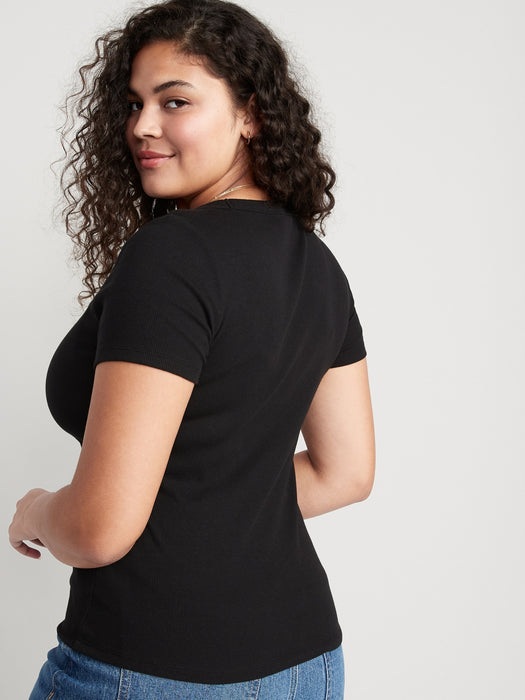 Fitted Rib-Knit Scoop-Neck T-Shirt 2-Pack for Women