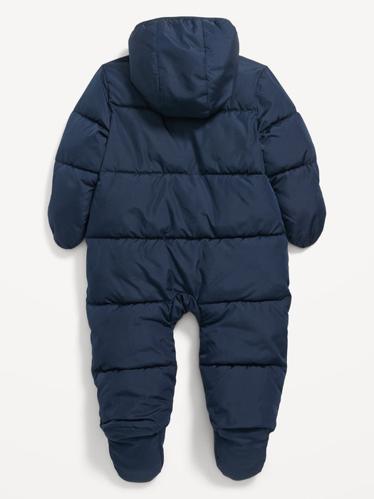 Unisex Water-Resistant Hooded Snowsuit for Baby - Blue