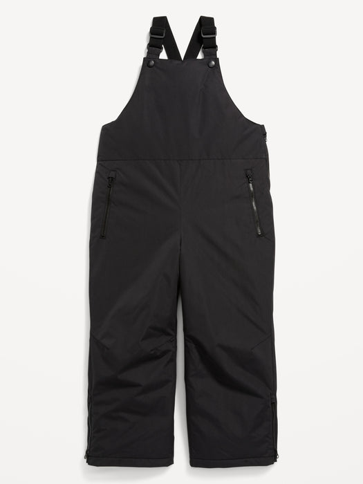 Gender-Neutral Water-Resistant Snow-Bib Overalls for Kids - Black
