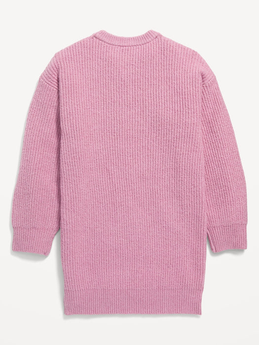 Blouson-Sleeve Cocoon Sweater Dress for Girls