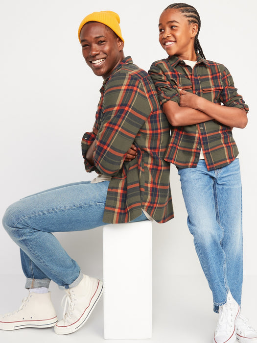 Long-Sleeve Plaid Pocket Shirt for Toddler Boys