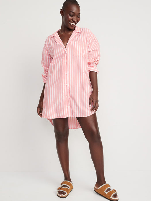 Striped Nightshirt for Women - Pink