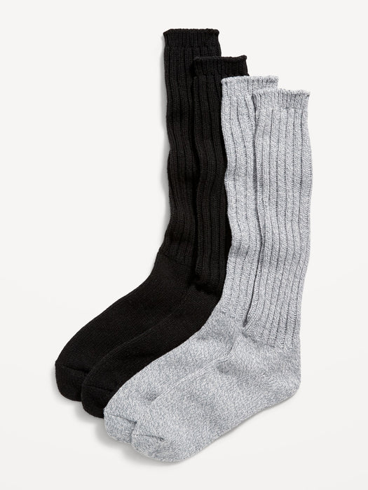 Slouchy Rib-Knit Boot Socks 2-Pack for Women - Black