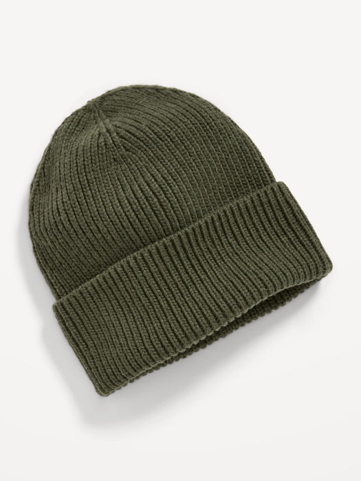 Gender-Neutral Rib-Knit Beanie Hat for Adults - Brown