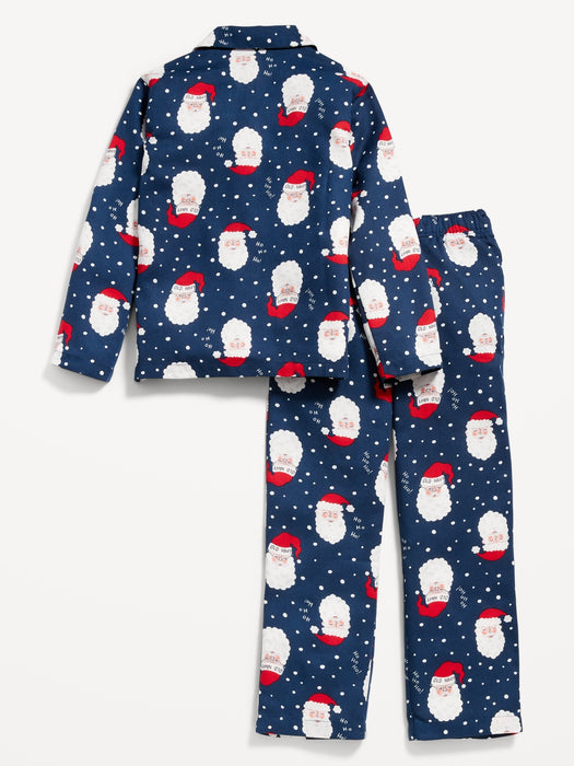 Gender-Neutral Matching Flannel Pajama Set for Kids - Beige