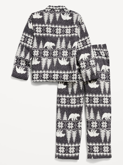 Gender-Neutral Matching Flannel Pajama Set for Kids - Multi