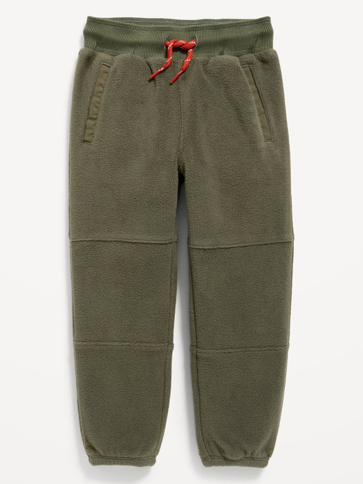 Micro Fleece Functional Drawstring Jogger Pants for Toddler Boys - Brown