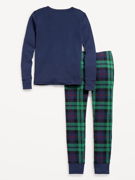 Gender-Neutral Holiday Matching Snug-Fit Pajama Set for Kids