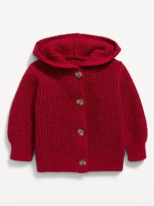 Unisex Button-Front Thermal-Knit Hoodie for Baby