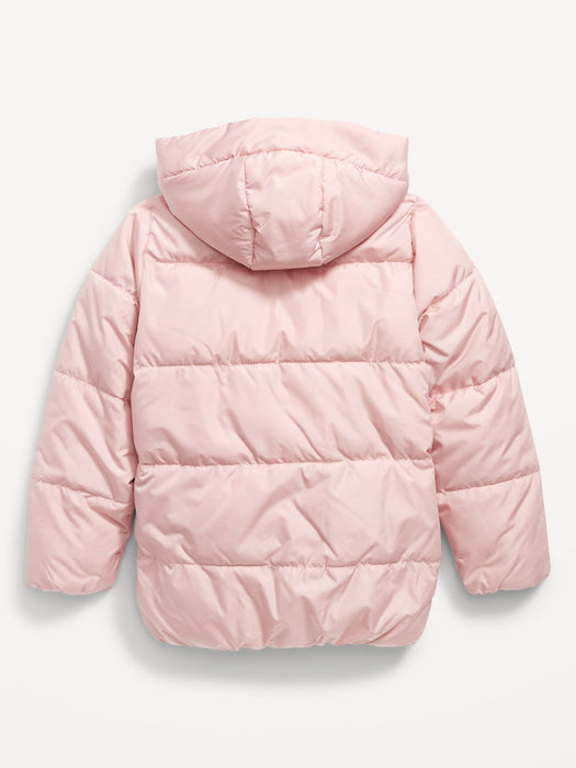 Sherpa-Lined Hooded Puffer Jacket for Girls