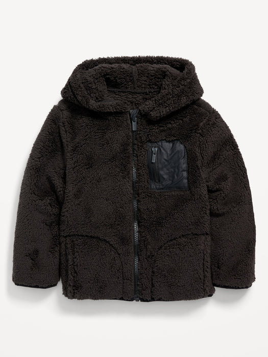 Hooded Sherpa Utility Zip Jacket for Toddler Boys