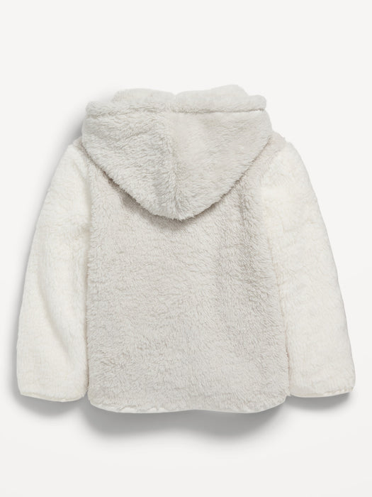 Hooded Color-Block Sherpa Zip Jacket for Toddler Boys