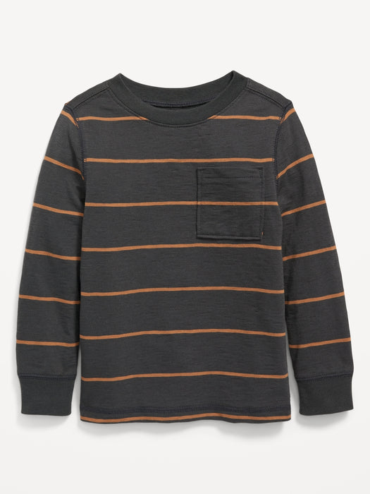 Long-Sleeve Thick-Knit Pocket T-Shirt for Toddler Boys