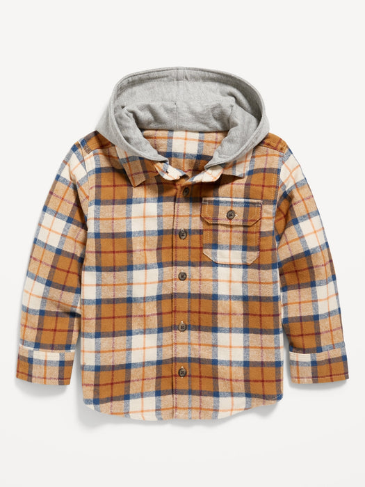 Hooded Plaid Flannel Shirt for Toddler Boys