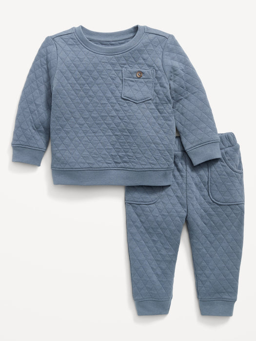 Quilted Top and Jogger Pants Set for Baby - Blue