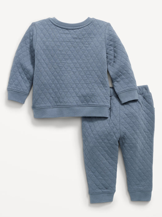 Quilted Top and Jogger Pants Set for Baby - Blue