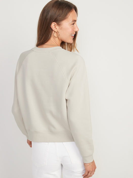Vintage Long-Sleeve Sweatshirt for Women - Beige