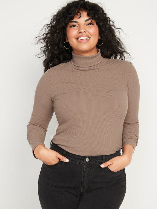 Rib-Knit Turtleneck Top for Women