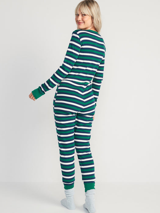 Matching Printed One-Piece Pajamas for Women