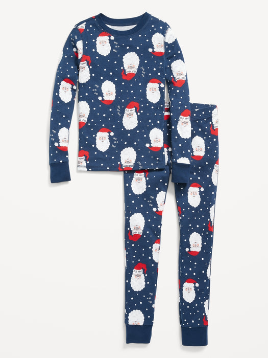 Matching Santa Claus Gender-Neutral Snug-Fit Pajamas for Kids